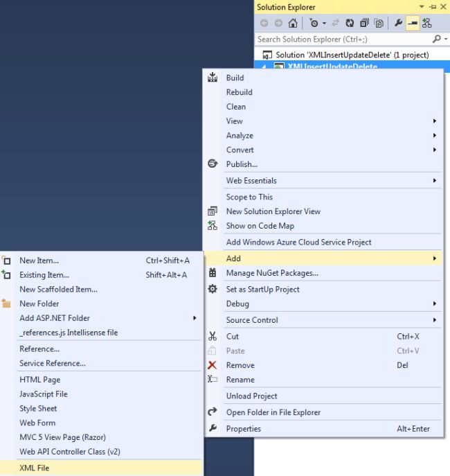 Adding XML in Web Application